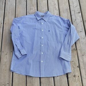 Ariat Light Blue Geometric Button-Up Dress Shirt Size XL